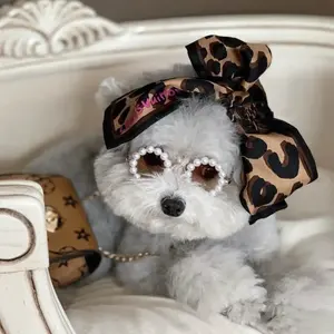 Venta al por mayor productos para mascotas gafas de sol para perros gatos accesorios de ropa diseñador de moda de lujo perla gafas de sol para mascotas