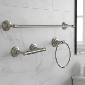 Portarrollos de Papel Higiénico con Accesorios y Toallero Clásico de Jardín, Portarrollos de Papel Higiénico, Anillo para Toallas, Niquelado - Product Image 1