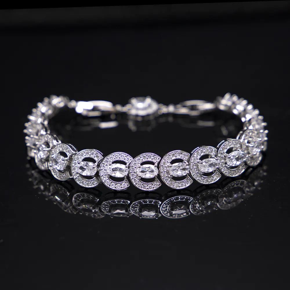 New Design Classic Zircon White Gold Planted Snap Button Moon Magical Jewelry Bracelet For Wedding Party Gift Kit