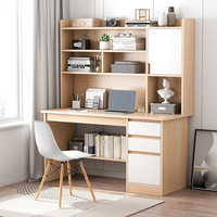 Bureau d'ordinateur simple pour la maison étudiant et chambre à coucher-Table d'écriture avec combinaison bibliothèque et étagère pour l'apprentissage et l'étude