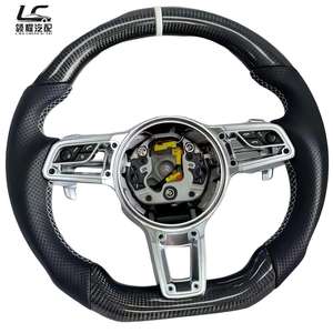 Cuero de Fibra de Carbono para Volante, Color Personalizado, Diseño de 3 Radios para Autos <span class=keywords><strong>Porsche</strong></span> Panamera, Macan, Cayenne, 718, 918, 911 - Product Image 4