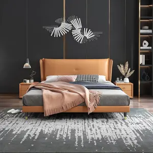 Letto Matrimoniale di Lusso dal Design Moderno, Struttura in Legno con Rivestimento in Morbida Pelle, Disponibile in Misure Singola, Queen e King - Product Image 6