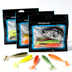 Sacs à appâts de pêche imprimés sur mesure avec fermeture éclair, pochette autoportante et fenêtre transparente pour leurres souples en plastique - Product Image 1