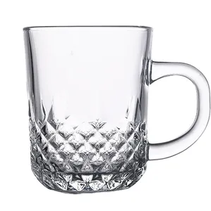 230ml 8oz Crystal Engraved Design High Whie Kitchenware Juice Glass Cups  Coffee Mugs - China Glass Coffee Mug and Glass Cup price
