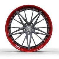 Nuevas Llantas de Aleación de Aluminio Forjado 6061 T6 con Diseño de Malla Roja Gunmetal, de 18-24 Pulgadas, Personalizadas, con 6 Años de Garantía