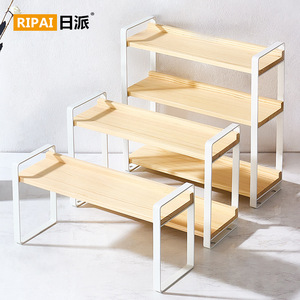 Wooden <b>Storage</b> <b>Rack</b> 3 Tier Minimalist Design For <b>Kitchen</b> Windowsill Standing Type Durable Multipurpose - Product Image 2