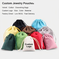 Pochette en velours personnalisée avec logo, sac à bijoux en velours doux avec logo imprimé, sac anti-poussière à cordon pour emballage cadeau de mariage, faible MOQ
