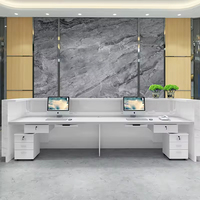Bureau d'accueil moderne effet marbre avec LED encastrées et logo personnalisé pour hall d'hôtel et bureau d'entreprise