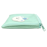 Monedero de Cuero PU con Bordado de Osito, Mini Bolsa Impermeable con Cremallera para Lápiz Labial y Auriculares, Cartera Pequeña Portátil y Duradera