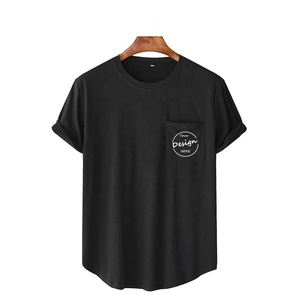 2022 di Design all'ingrosso OEM t-shirt bianche da uomo stile Hip Hop Streetwear estivo Scoop da uomo camicie <span class=keywords><strong>con</strong></span> tasca - Product Image 3