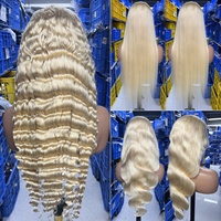 Perruques blondes en cheveux humains, ondulées, sans colle, avec dentelle frontale, pré-épilées, perruque frontale HD en cheveux humains, perruque indienne naturelle