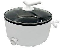 Casserole électrique multifonctionnelle 2 en 1 de 2 L avec protection contre la surchauffe, revêtement antiadhésif, couvercle en verre, en acier inoxydable