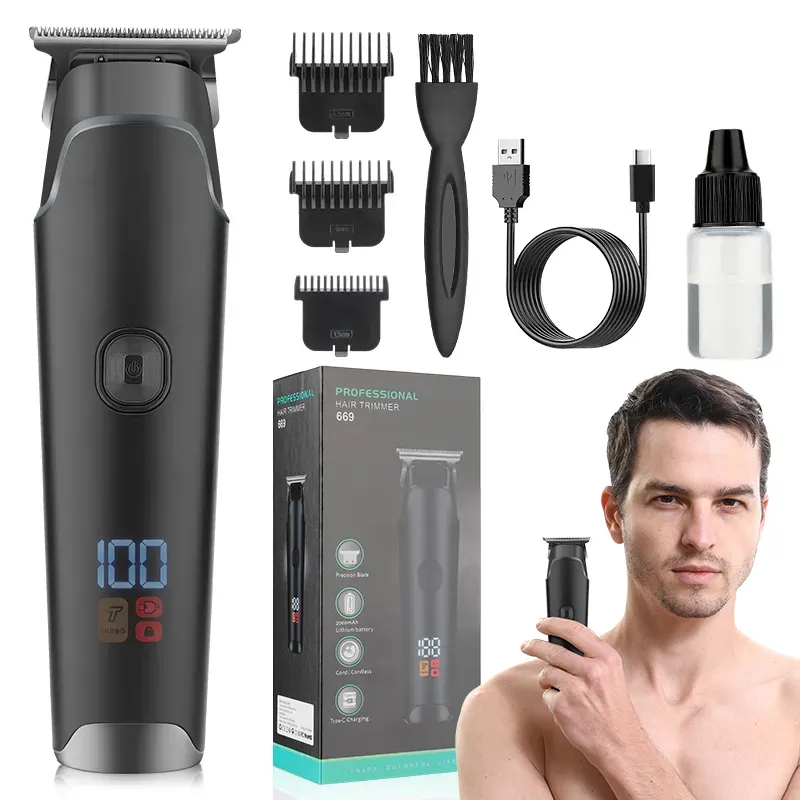 Suttik 669 новый высококачественный 0 мм триммер для волос с ЖК-дисплеем, мощная зарядка 6500 об./мин. USB перезаряжаемая машинка для стрижки волос профессиональная для мужчин