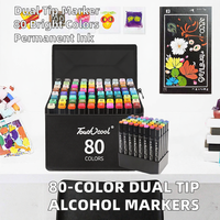 Marqueurs d'artiste HAITU, 80 couleurs, peinture permanente à base d'alcool, double pointe, pour adultes, dessin