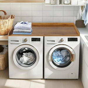 Étagère en bois pour lave-linge et sèche-linge, comptoir de buanderie en bois naturel, grande étagère de rangement gain de place - Product Image 5