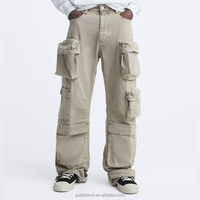 OEM Vente en gros Personnalisé Salopette ample de camping pour homme beige gris avec plusieurs poches au niveau du genou