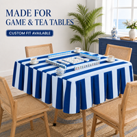 Taplak Meja Poliester Bergaris Hijau dengan Ruffle, Ukuran 55*55 Inci, Penutup Meja Permainan, Penutup Meja Mahjong, Taplak Meja Bergaris.