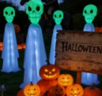 Décorations d'Halloween en forme de fantômes de citrouille pour l'extérieur, ensemble de 4 pièces, étanches, alimentées par énergie solaire, lampes à piquet en caoutchouc pour jardin