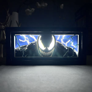 Cadre en bois noir super-héros pour enfants chambre décoration veilleuse Lightbox bande dessinée 3d papier découpé lampe de bureau Esty livraison directe - Product Image 3