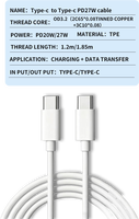 Kabel Pengisian Cepat USB-C ke USB-C untuk iPhone 15/16 iPad Mac (2 Buah) - Kabel Data Tipe-C PD60W dengan Pelindung Anyaman Tembaga Berlapis Timah