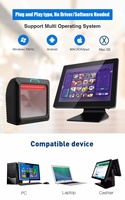 RTS 1,3 megapíxeles USB Area Imager OCR MRZ ID Card Passport Reader PDF417 Brasil Bank Febraban 1D 2D QR Código de barras Escáner de código de barras
