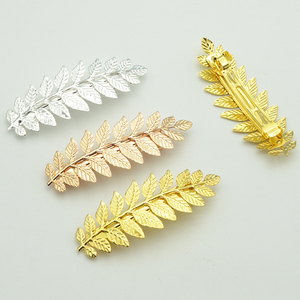 3.2cm*8.6cm Leaf Rattern Hair Barrettes Metal French Hair Clips Twin Leave Hair Pins for Bridal for Women