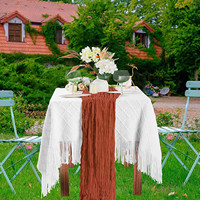 Nouveau chemin de table plissé brodé uni 100 % polyester lavable pour mariages et anniversaires