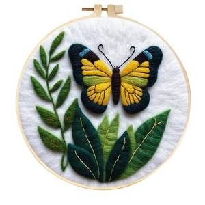 Kit de feutrage et broderie fait main pour débutants, scène de cuisine et de jardin, kits DIY pour la décoration intérieure, base en tissu de coton - Product Image 1