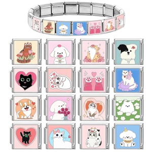 Nueva Pulsera de Charms Italianos de Acero Inoxidable para Mascotas (Perros y Gatos) - Diseño de San Valentín, No se Deslustra - Product Image 1