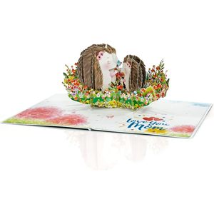 Tarjeta 3D emergente con diseño de erizo para mamá, tarjeta de felicitación para el Día de la Madre con flores y mariposas, tarjeta de papel con acabado mate - Product Image 4