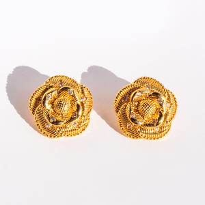 Pendientes de lujo de alta calidad para mujer, pendientes de acero inoxidable chapados en oro de 24 quilates, Pendientes chapados en oro - Product Image 4
