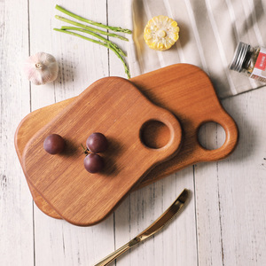 Tabla de cortar de madera maciza minimalista moderna, rectangular, de forma irregular, grande y pequeña, para cocina. - Product Image 3
