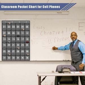 Organizador de Pared para Teléfonos Móviles con 36 Bolsillos, Gris, con Números, para Almacenamiento de Celulares en el Aula - Product Image 5
