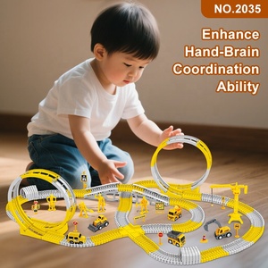Vente chaude bricolage Flexible piste jeu ensemble 366 pièces en plastique Construction ingénierie électrique pistes de course jouets pour garçons - Product Image 3
