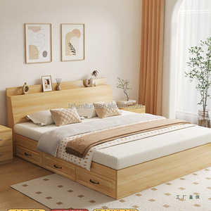 Economy Simple Wood Base Hotel <b>Bed</b> Customized Queen King Size <b>Platform</b> <b>Bed</b> <b>Frame</b> with Headboard For 3 Star Hotel Bedroom Sets - Product Image 2