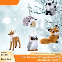 Pendentif en peluche fait main, motif écureuil, hérisson, faon, hibou, mignon, pour décoration de Noël et cadeau