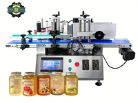 Machine d'étiquetage de bureau électrique semi-automatique PLC pour pots et tubes cosmétiques, petites bouteilles rondes