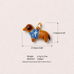 Ciondolo <span class=keywords><strong>a</strong></span> forma di simpatico cane Bassotto, ciondolo <span class=keywords><strong>a</strong></span> forma di animale domestico in stile cartone animato per la creazione fai da te di braccialetti, collane e orecchini. - Product Image 6