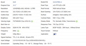 G101STN01.2 AUO Módulos LCD Industriales Originales Nuevos de 10.1 Pulgadas 1024*600 350 nits Pantalla TFT Industrial G101STN01.4 Monitores - Product Image 3