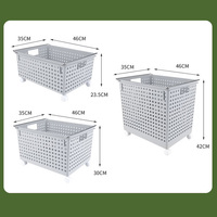 Panier à linge empilable multicouche, grandes boîtes de rangement en plastique avec roulettes