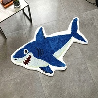 Tapis en microfibre doux et absorbant, antidérapant, en forme de requin bleu personnalisé, pour la décoration de la chambre des garçons