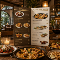 Impression de menus de restaurant pliés sur mesure, menus en papier à deux volets avec dorure à chaud pour bistro espagnol, café occidental, hôtel