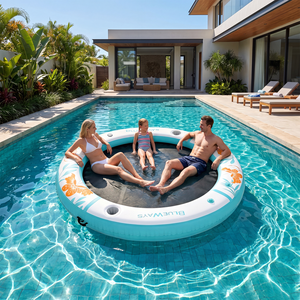 Plateforme flottante gonflable professionnelle en maille, tapis d'île aquatique de 305 cm avec <span class=keywords><strong>pompe</strong></span> à double <span class=keywords><strong>action</strong></span> et sac <span class=keywords><strong>pour</strong></span> lac et mer - Product Image 4