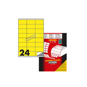 Caja de 100 Hojas de Etiquetas Adhesivas Rectangulares de Papel para Impresora de Color, Marca Markin, Tamaño 47.5X25mm, Color Amarillo Fluorescente 44 - Product Image 2