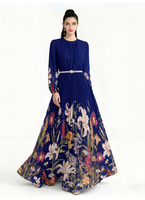 Robe longue plissée élégante et raffinée pour femme, style léger et mature, imprimé haut de gamme, pour l'automne