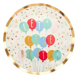 Party Tableware Set Disposable Dinnerware Flower <b>Balloon</b> Rabbits Paper Plates Napkins Wavy Plate Set Birthday Party Supplies - Product Image 1