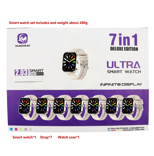 ZongX Ultra 3 Smartwatch Set Comes with 7 Straps and 2.03-inch Large Screen Smart Watch for Men Women