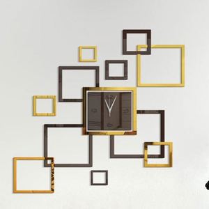 3D Acrylic <b>Wall</b> Clock DIY Geometric Square Digital Clock <b>Wall</b> Sticker Mute Clock for Living Room Bedroom Decoration - Product Image 1