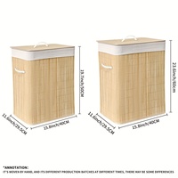 Panier à linge avec couvercle Panier de rangement en bambou pour vêtements sales avec poignée en corde et doublure amovible Panier à linge rectangulaire