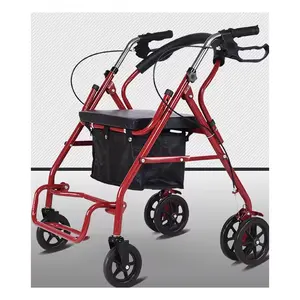 Mesin bantuan berjalan aluminium lipat, untuk orang tua penyandang cacat, peralatan rehabilitasi jalan tegak
